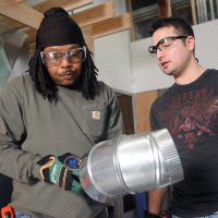 Men working at Swan Island