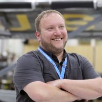 Tom Laxson in hangar