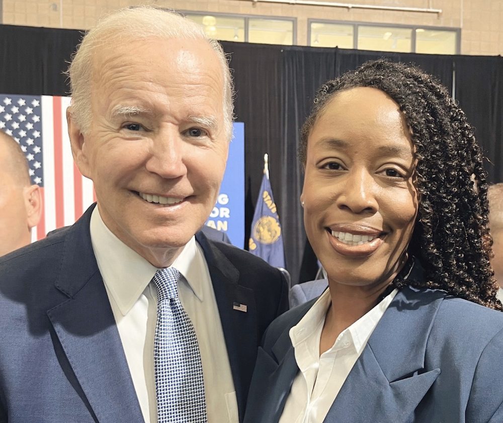 President Joe Biden with Adrien Bennings