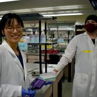 Bioscience students Annie Chung and Essau Klopfenstein.in the PCC lab.