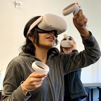 Girl using VR