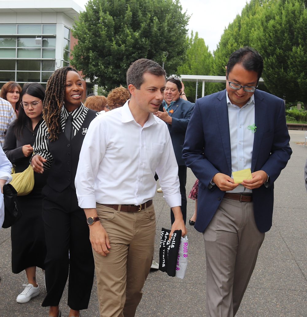 Dr. Bennings with Sec. Buttigieg and Councilor Khan.