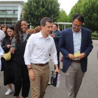 Dr. Bennings with Sec. Buttigieg and Councilor Khan.