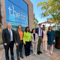 From left, Fred Bailey of Analog Devices, Scott Clark of SigOpt, State Rep. Janelle Bynum, Congresswoman Suzanne Bonamici, U.S. Senator Ron Wyden, PCC President Adrien Bennings and OMSI President Erin Graham.