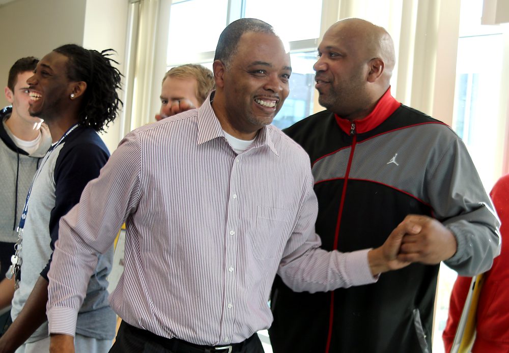 Tony Broadous celebrates the 2014 NAACC title.