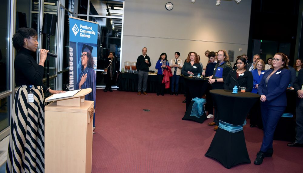 Dr. Bennings speaks to the crowd.