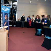 Dr. Bennings speaks to the crowd.