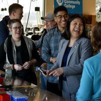 Sec. Su is provided a hands-on demonstration of what tools Quick Start students train on.