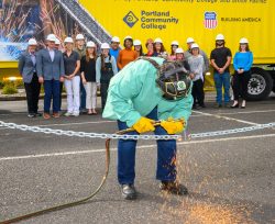 Welding center chain cutting ceremony