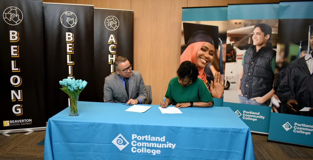 Superintendent Gustavo Balderas with PCC President Adrien Bennings