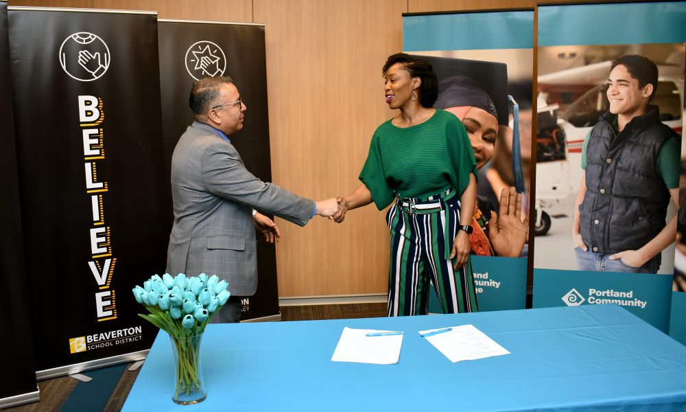 Superintendent Gustavo Balderas with PCC President Adrien Bennings.