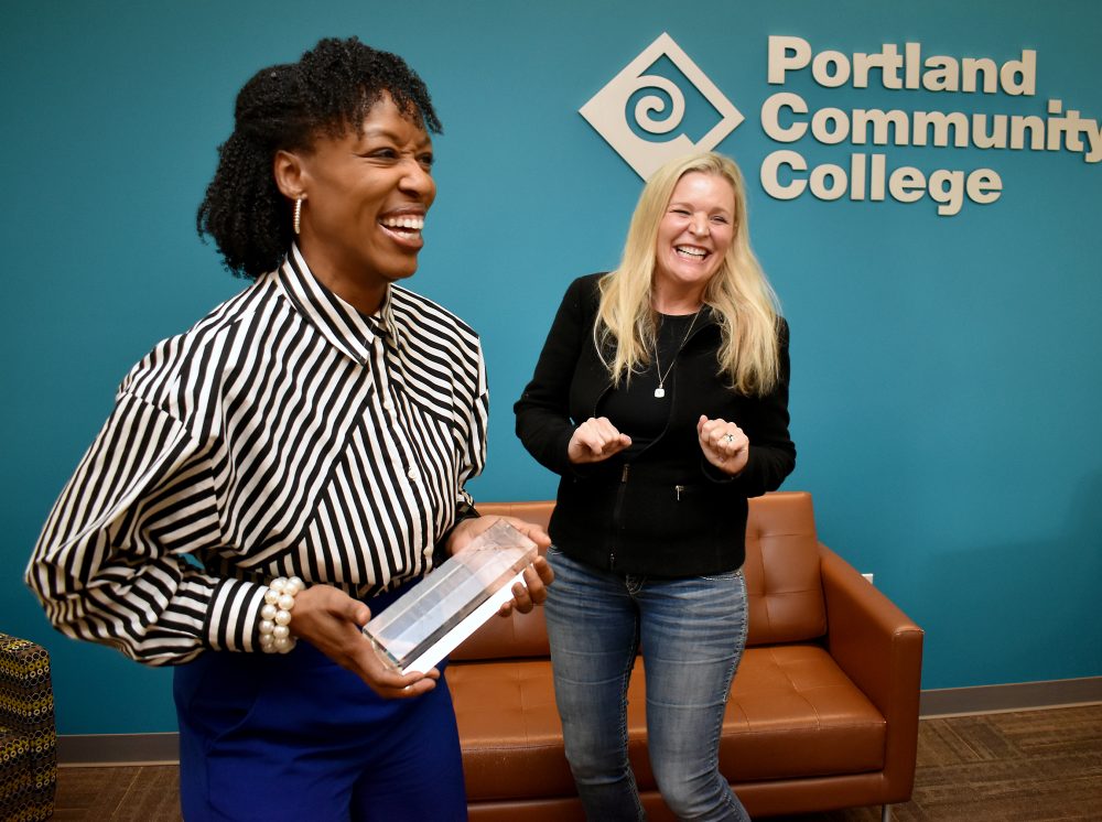 PCC President Adrien Bennings with JCT Board President Ashley Campion.