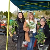 Sustainability staff at Cascade's Learning Garden for 2022 Earth Week.