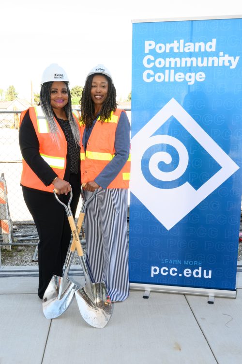 Ivory Mathews (executive director of Home Forward) with Dr. Adrien Bennings (PCC president).