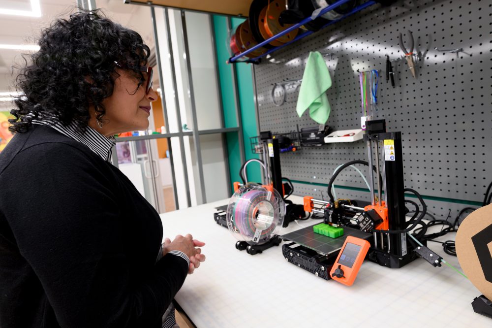 Vicky Lopez Sanchez, Executive Dean of K-12 & Community Partnerships, tours the new JDLC.