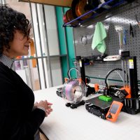 Vicky Lopez Sanchez, Executive Dean of K-12 & Comm Partnerships, tours the new JDLC.