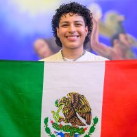 Andres Garcia Perez with mexican flag.
