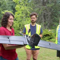 GIS faculty Christina Friedle with alums Devin-Shiang, Mike Holscher and Krishna Sunglieng.