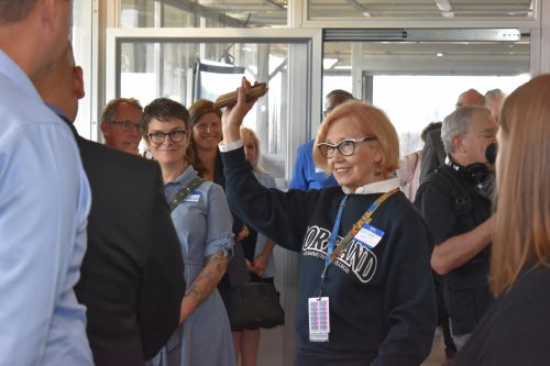 Dorina Cornea-Hasegan provides a tour of the Teaching Cleanroom to guests