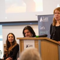 PCC instructor Tamasen Hayward speaking at graduation.