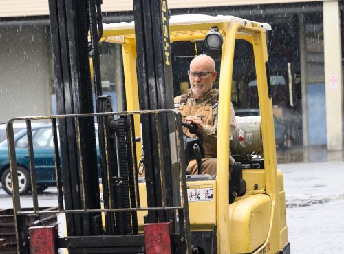 Matt Scott operating a front loader