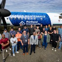 Bombardier wrap with students