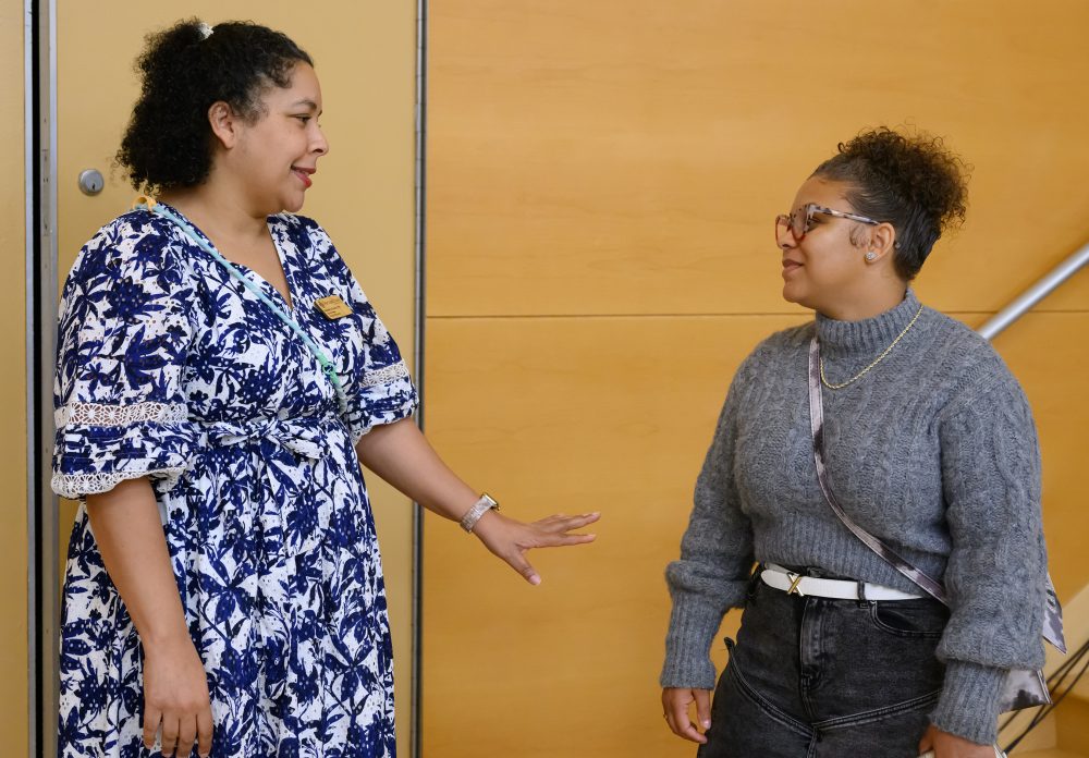 Wesley chats with Maneka Brooks, who is a professor and dean of the College of Education at PSU.