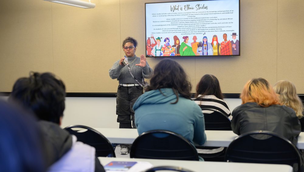 Chantell Wesley speaks at the Ninth Ethnic Studies Youth Conference at Portland State University.