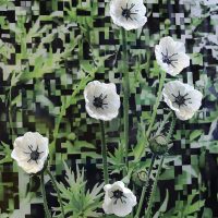 Hannah Newman, Simulation Field, 2025, AI generated image printed on acrylic