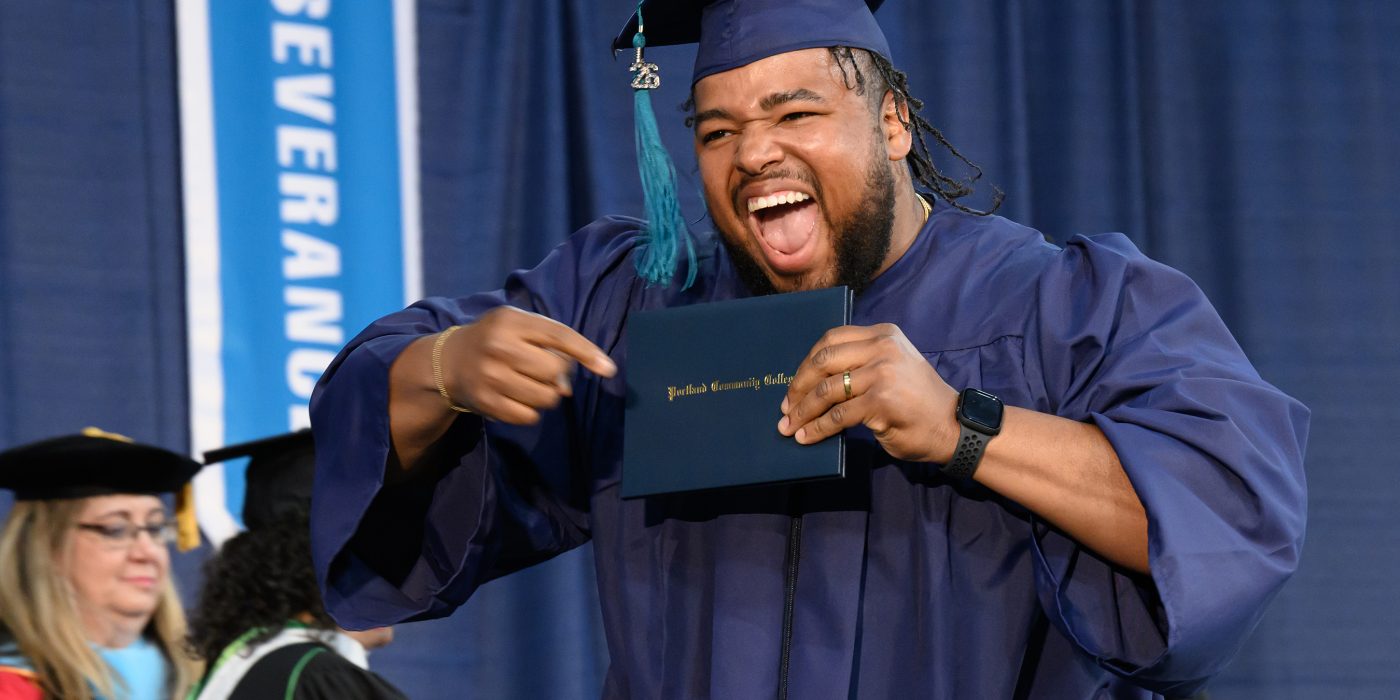 A grad celebrates