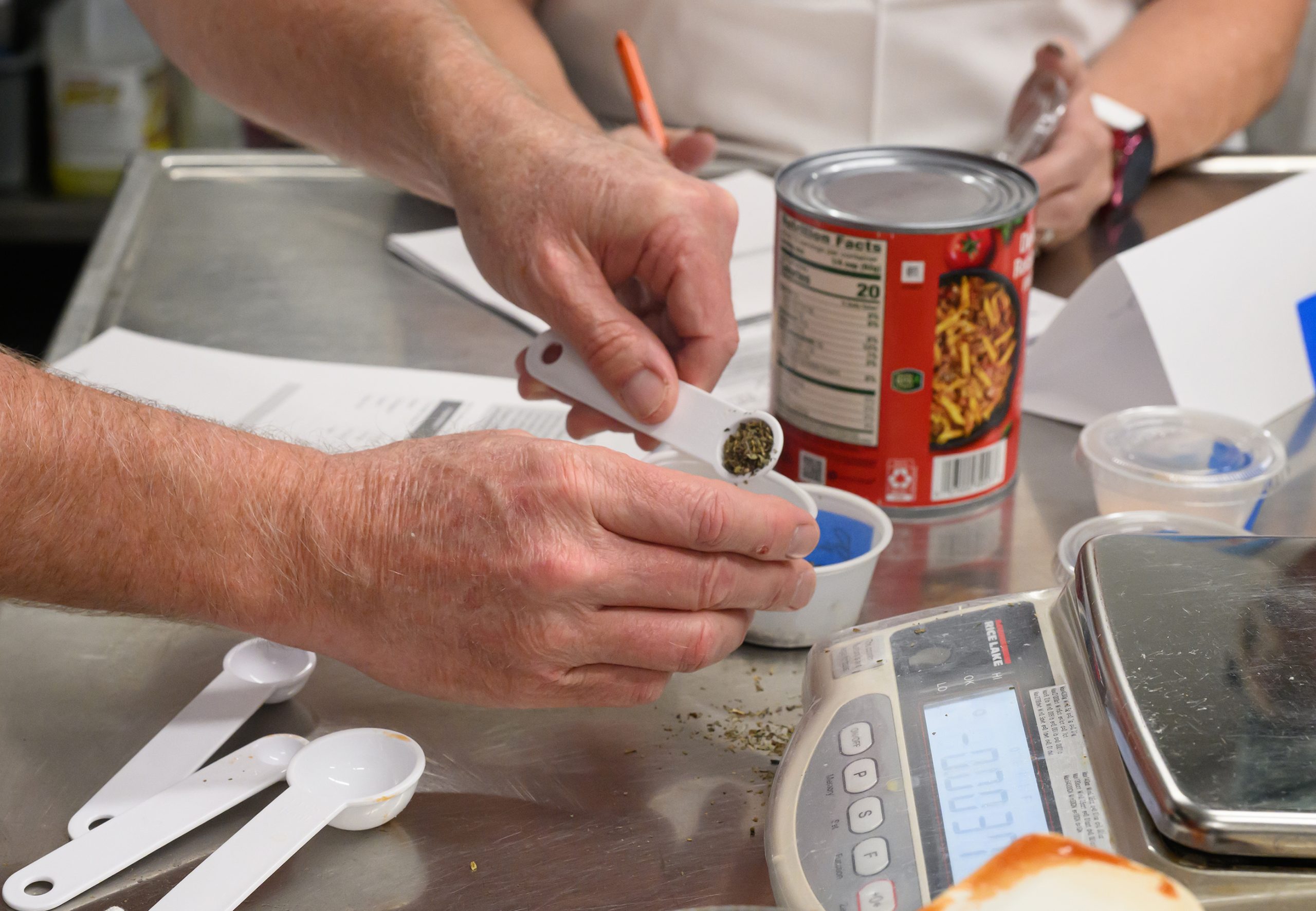 Measuring ingredients.