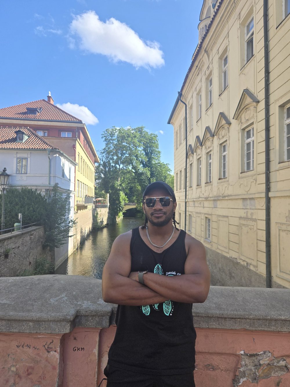 Young man in historic Prague.