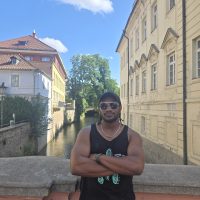 Young man in historic Prague.