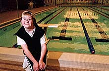 Karen Gaffney by the pool.