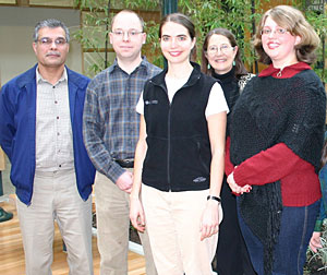 From left to right, Hamid Moosavi-Rad (mechanical engineering instructor), Jeffrey Guenther, Jennifer Jones, Carol Handy (interim dean of the science and engineering program at the Sylvania Campus), and Carolyn Sutton.