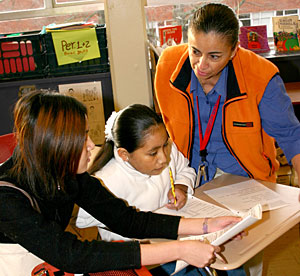 Sonia Moore with students.