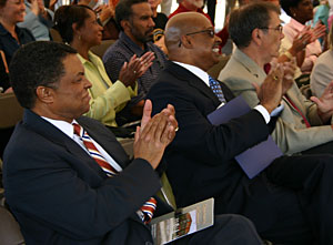 Algie Gatewood (left) , Cascade president, and Preston Pulliams (center), district president, enjoy the proceedings.
