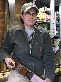 Amy McAuley in her carpentry shop.