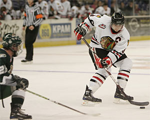 Ehrhardt on the ice, manning the blueline for the Winter Hawks.