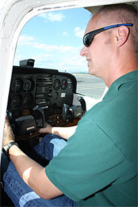 Larry Altree in the cockpet of a Cessna 172