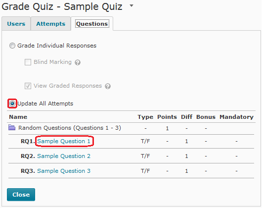 Choose Update all attempts option