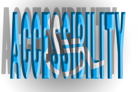 11075985 - word accessibility made of asphalt with painted disabled sign