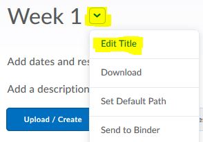 Rename a module's name by clicking on Action menu and select Edit Title