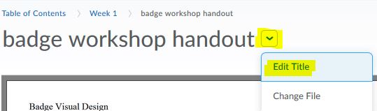 Rename a topic's name by clicking on the Action menu and select Edit Title