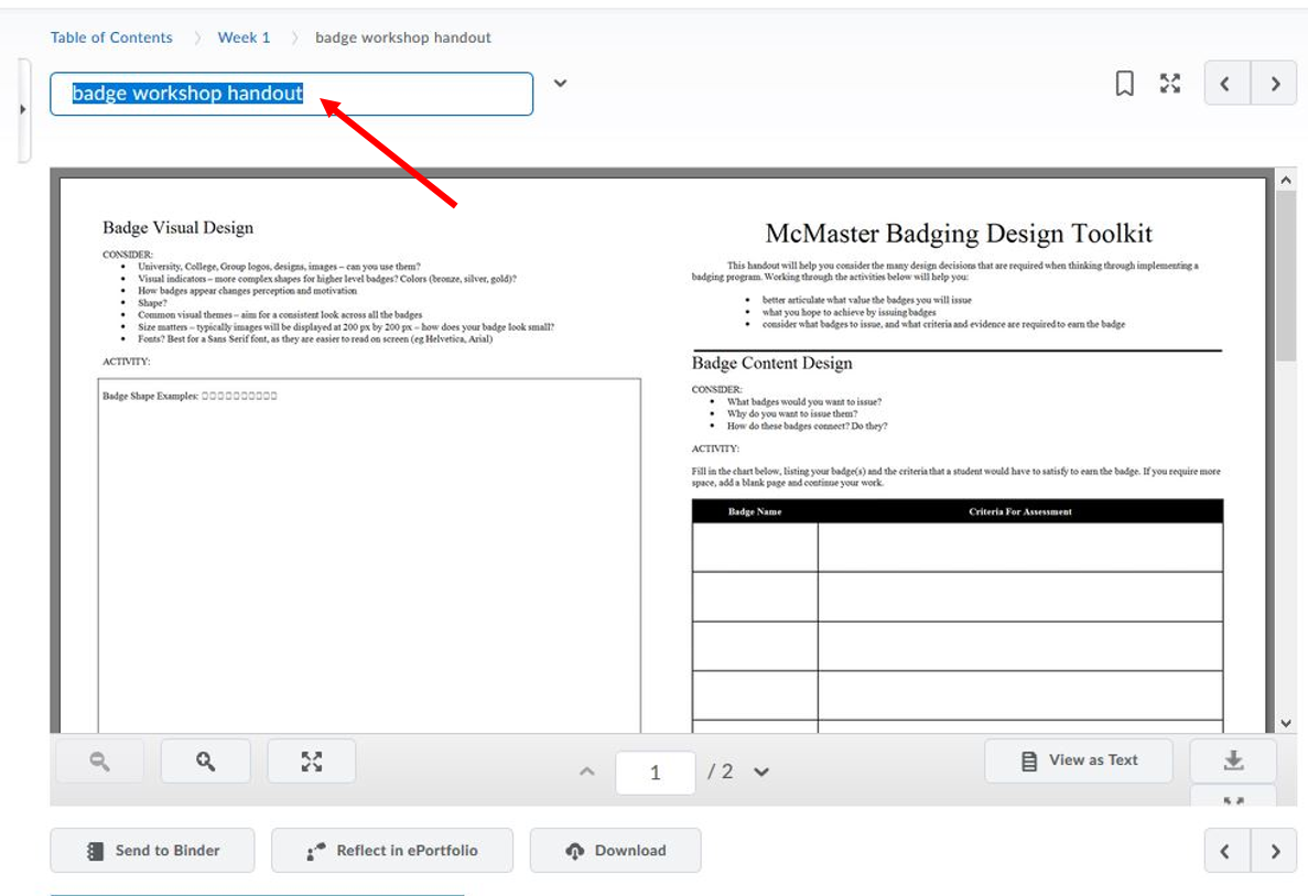 Rename a topic's name by clicking on the name