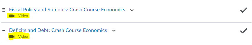 image showing the video icon below content item title