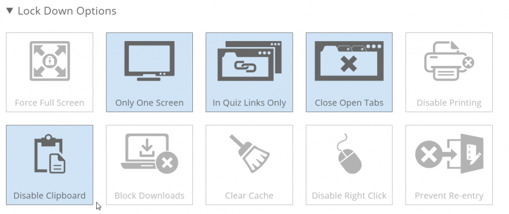 A list of the browser restrictions in proctorio include no new windows, clear cache, no right click and more.