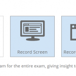 recording options in Proctorio include webcam recording, audio recording, room recording, and desktop recording.