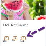My Course Widget Course Tile showing icons that indicate a new submission or posting