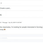 Students can post to the activity feed and it shows an avatar next to their post.